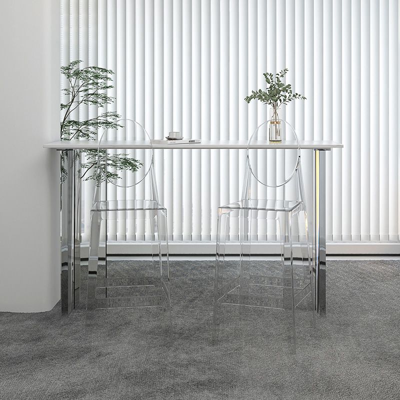 Modern 1/2/3 Pieces Bar Table Set Rectangle Stone Counter Table with Acrylic Stools