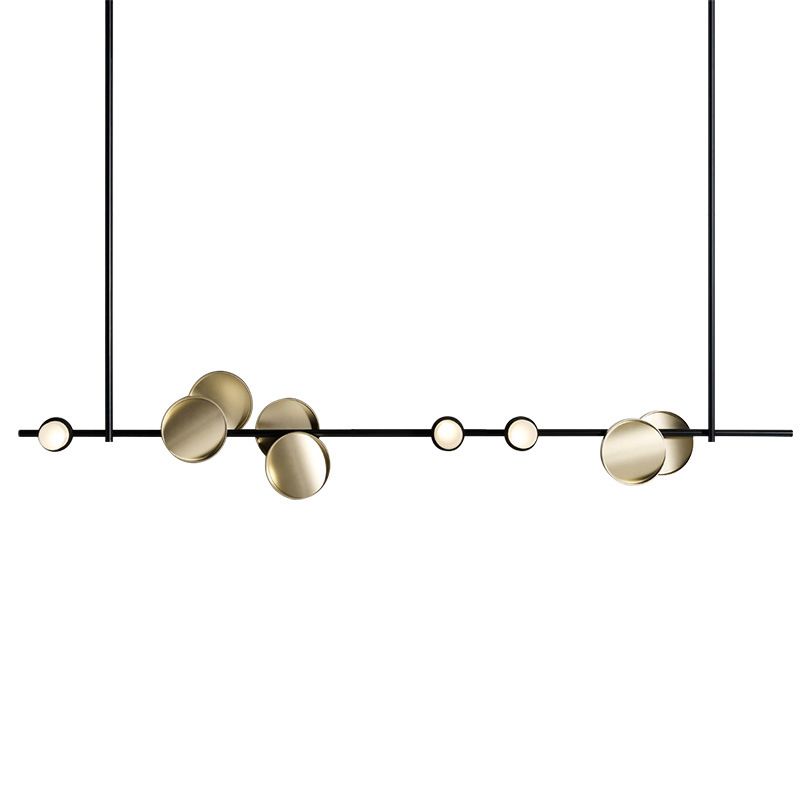 Modern Pendant Chandelier Linear Island Lighting 3 Light Metal Island Lights in Black