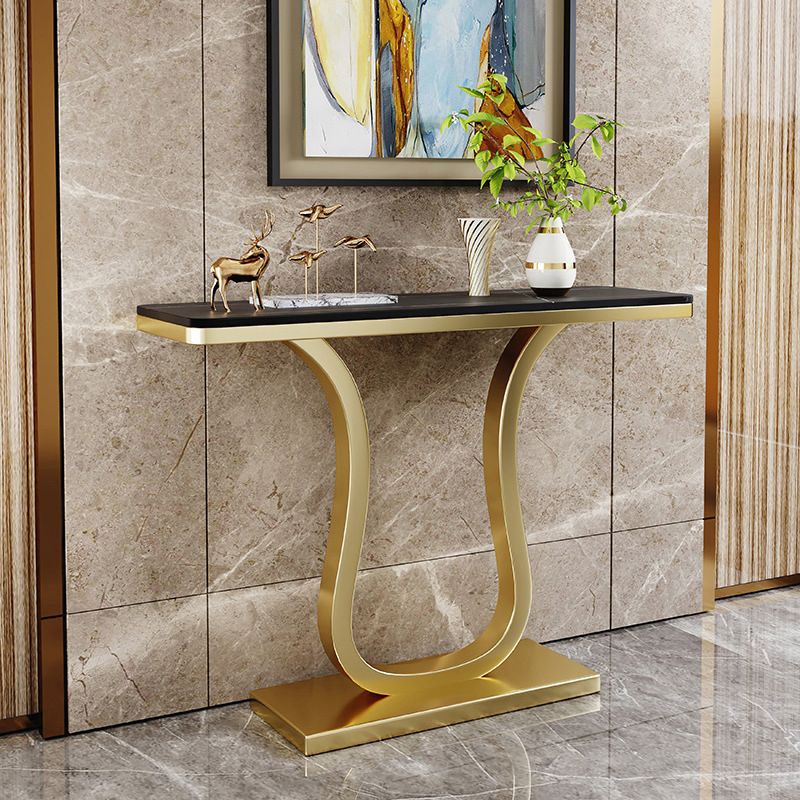 Glam Rectangle Console Table 31.5-inch Tall Stone Accent Table