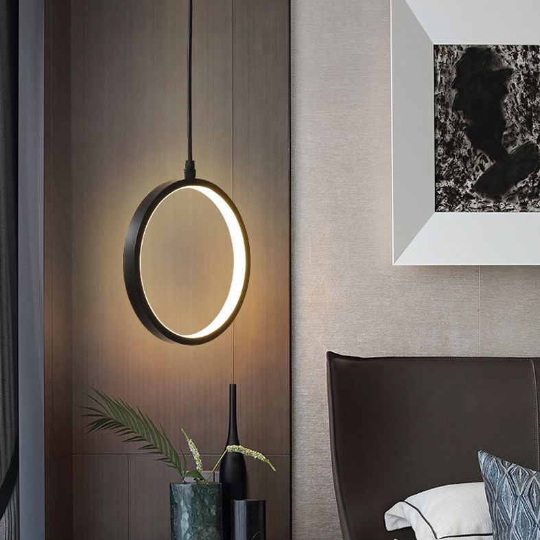 Geometrische hangende hanglamp moderne stijl metalen led zwart hangend plafondlicht
