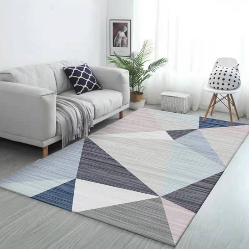 Modern Geometric Print Carpet Polyester Indoor Rug Non-Slip Backing Area Carpet for Living Room