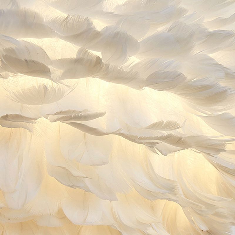 Nordic Simple Feather Sconce Light 1 light Romantic Wall Lamp for Bedroom