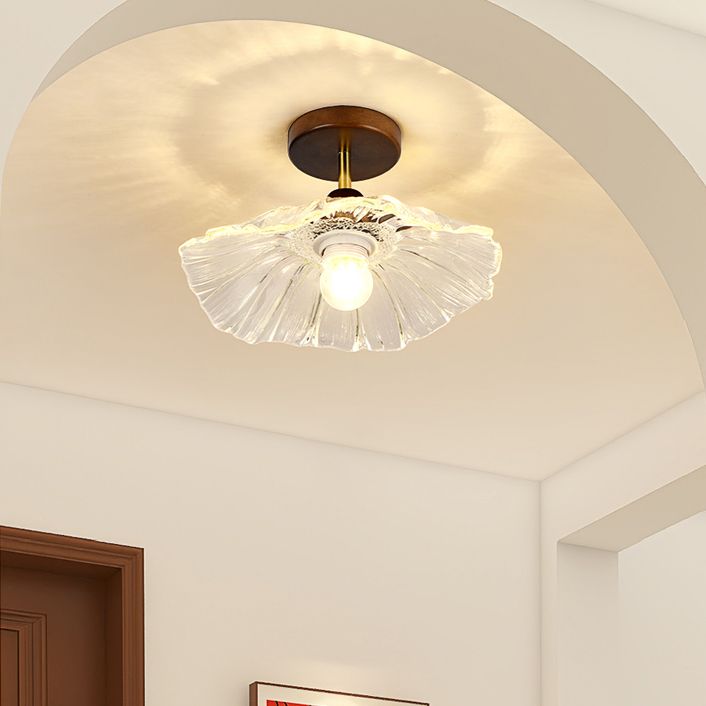 Nordic Style Ceiling Light Lotus Leaf Shape Ceiling Lamp with Glass Shade for Bedroom