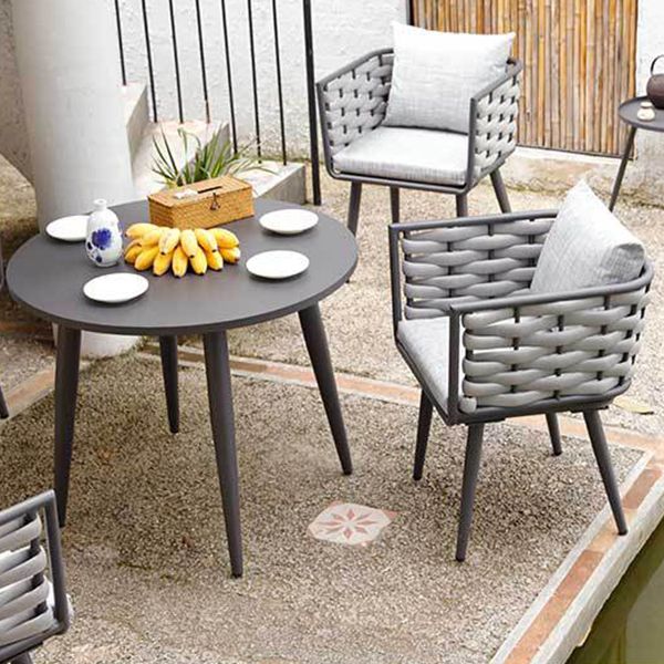 1/5/7 Pieces Modern Metal Dining Set Stone Dining Table Set for Outdoor