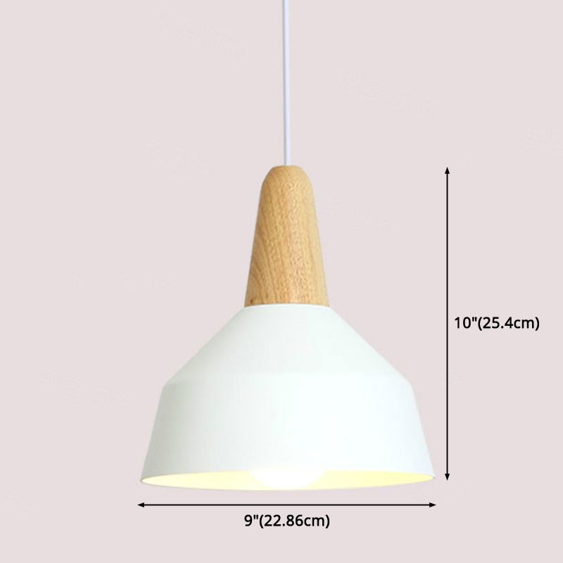 Metal 1 Light Hanging Light Nordic Style Restaurant Ceiling Pendant Lamp with Wooden Top