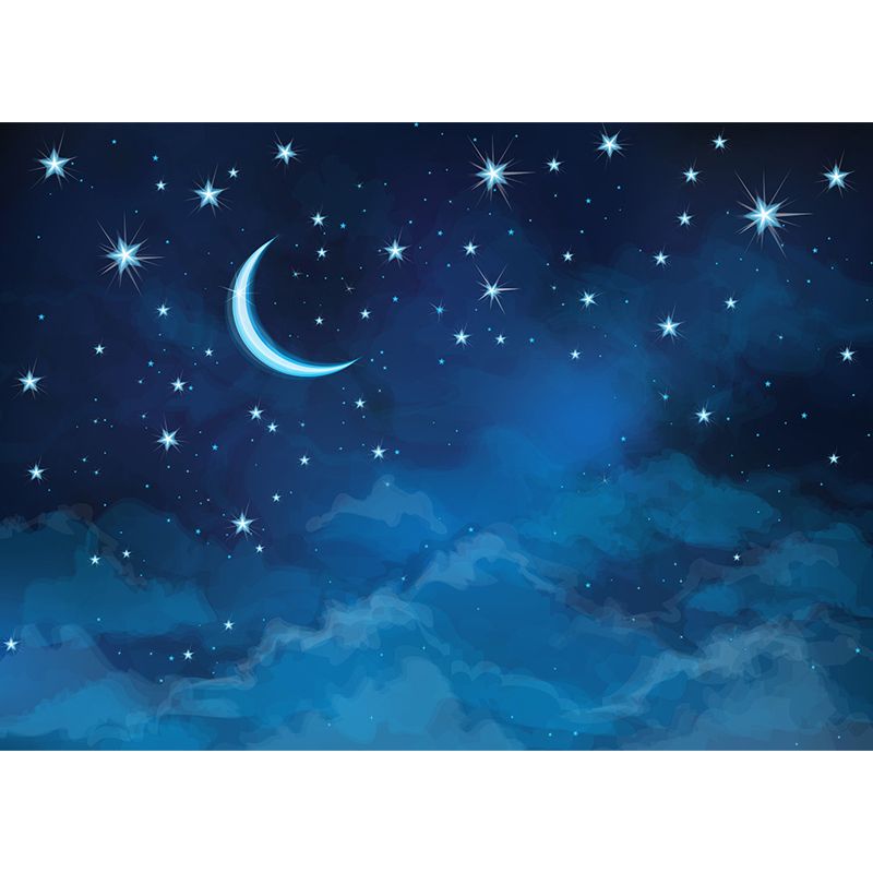 Stain Resistant Starry Night Mural Non-Woven Texture Modern Wall Decor for Girls Room