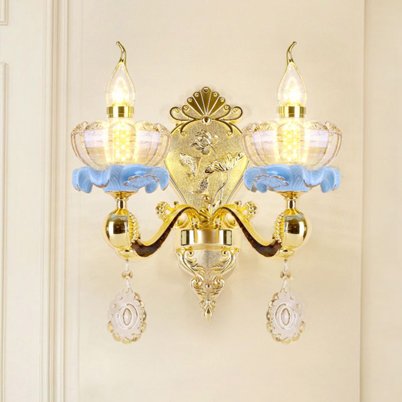 Verweerde zink gearceerde wandlicht vintage imitatie jade gang muur gemonteerde lamp met kristal accent