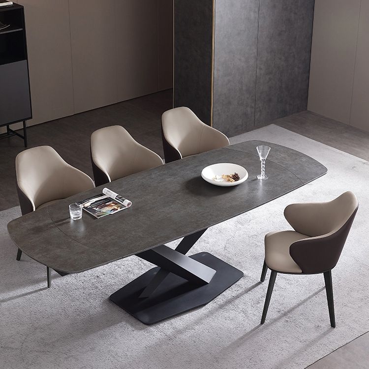 Faux Leather Dining Chairs Wingback Side Chair with Metal Base