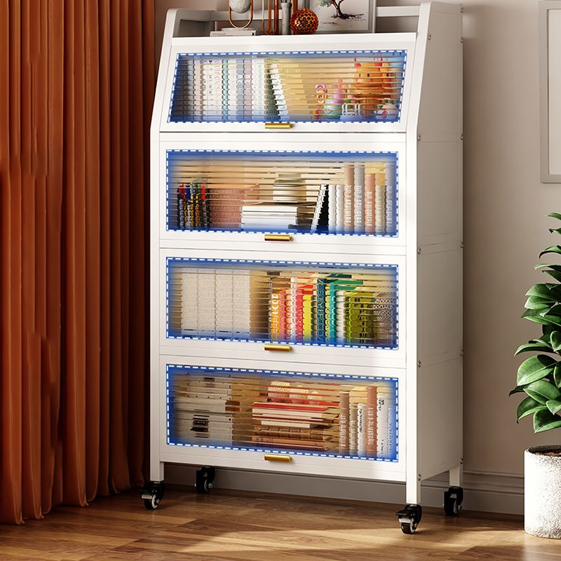 Metal Standard Bookshelf Contemporary Closed Back Bookcase with Cabinets