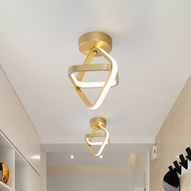 Acrylic 2-Square Frame Flushmount Simple LED Flush Mount Lighting in Black/Gold for Corridor, Warm/White Light