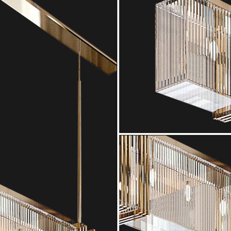 Nordic Style Hanging Lamp Rectangle Shape Island Light Fixture for Living Room