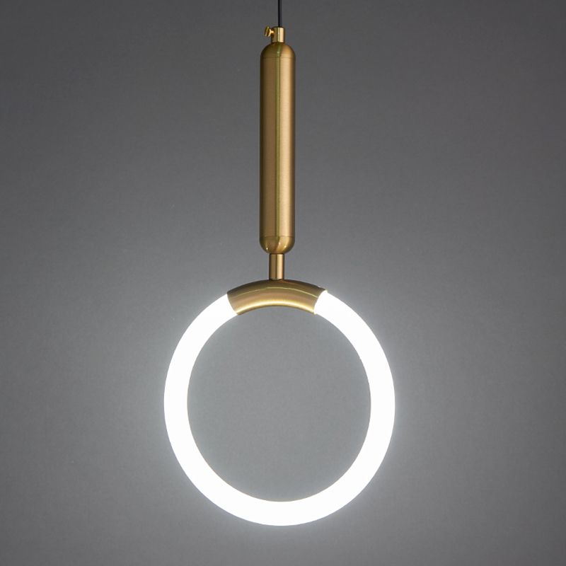 Geometric Suspension Pendant Light Minimalist Metal LED Bedroom Pendant Light Kit in Gold