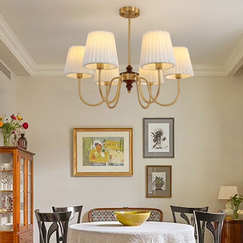 French Style Ceiling Light Cylinder Shape Ceiling Lamp with Fabric Shade for Bedroom