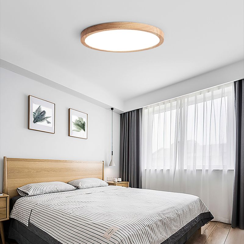 Plafonnier LED de forme ronde, montage encastré en bois de Style Simple et moderne pour le salon