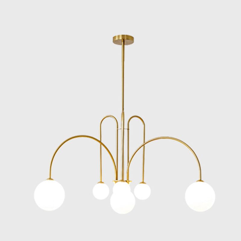 Lampadella a sfera di vetro bianco a sfera Light Light 6 Lights Metal Minimalismo MODERNA LAMPAGGIO PER SOGGIO