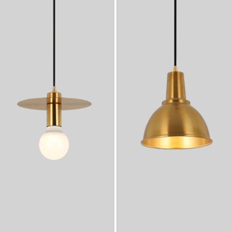 Metal Cord Hung Hanging Pendant Light Minimalist-Style Down Lighting Pendant in Gold