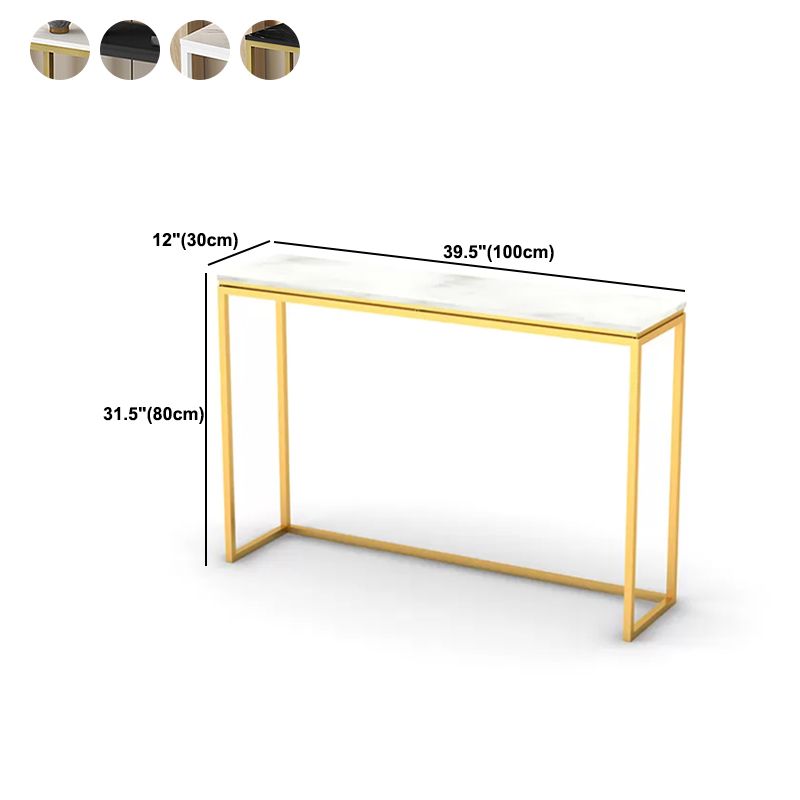 Trestle Legs 41.33" H Table Stone Rectangle Console Accent Table