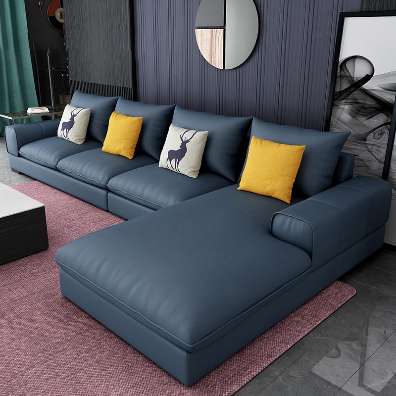 Contemporary L-Shape Sectional with Pillow Back and Recessed Arms for 4 People