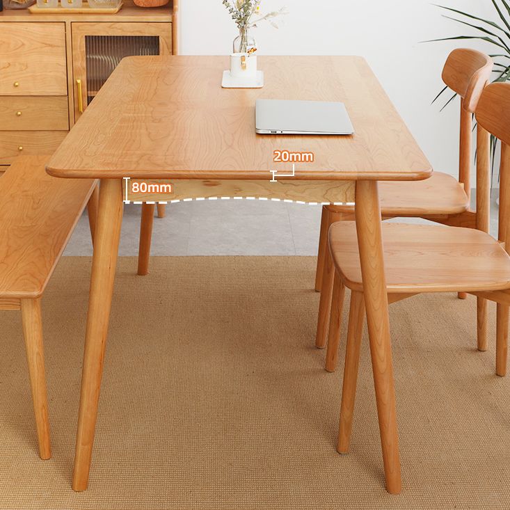 Oak Solid Wood Dining Table Simple Style Rectangle Dining Site Table with 4 Legs