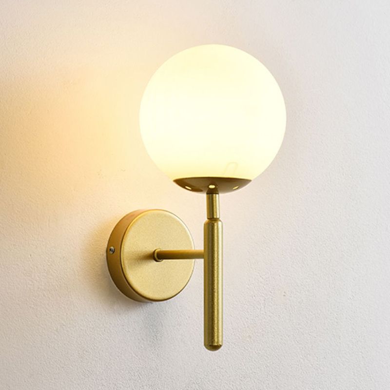 Modern Metal Wall Sconce Ball Shape Wall Light with Glass Shade for Living Room
