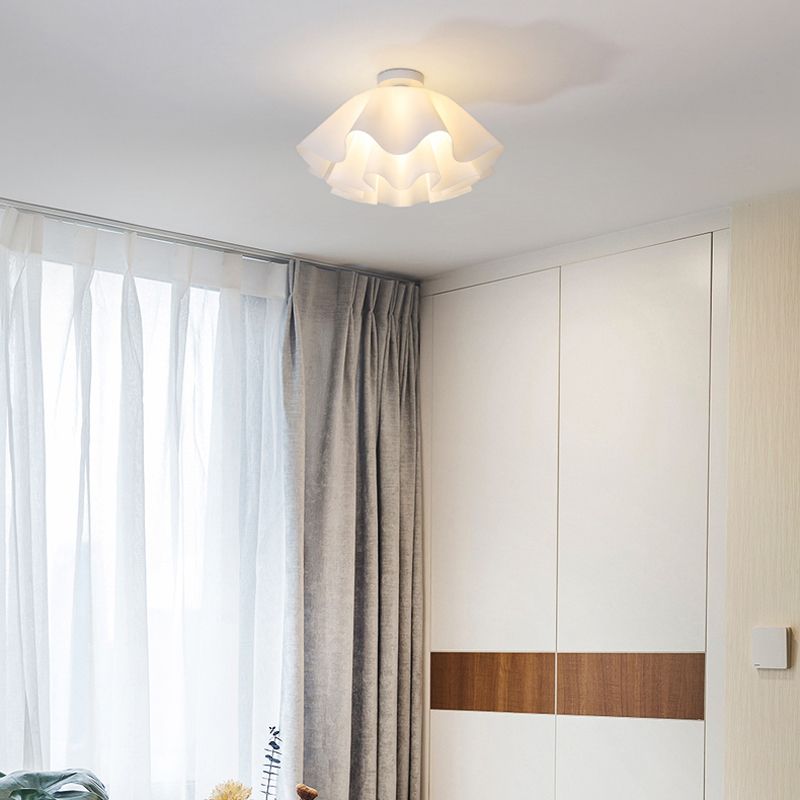 Flower Shape 1 - Light Flush Mount Light Iron and Acrylic Flush in White