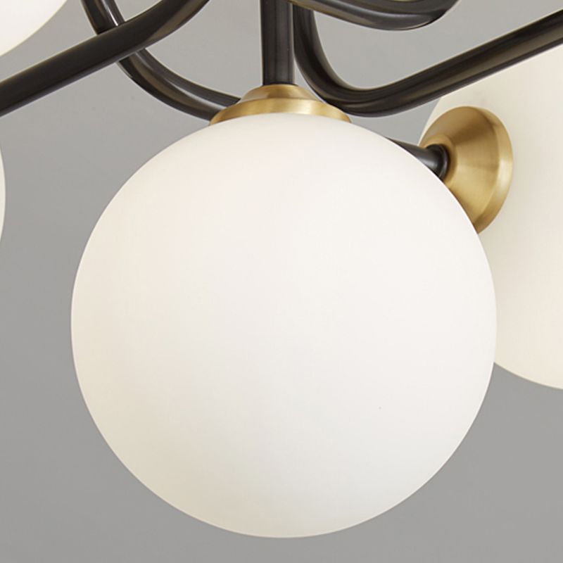 Luz de techo de bola de vidrio Luz de montaje de semi descarga posmoderna para sala de estar para sala de estar