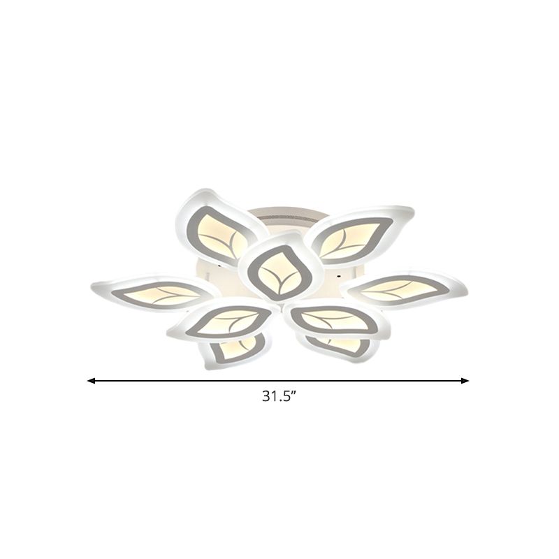 Montaggio a filo a foglia luce moderna acrilica 4/6/9 luci a LED bianco Apparecchiatura a LED in luce calda/bianca/naturale
