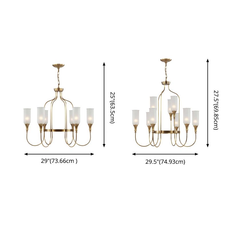 Cylinder Chandelier Light Fixture Traditional Opal Glass Pendant Lighting for Restaurant