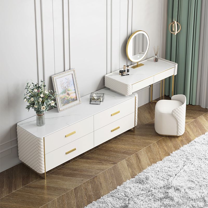 White Make-up Vanity 17.71" Wide Makeup Vanity Desk Table with 6 Drawers