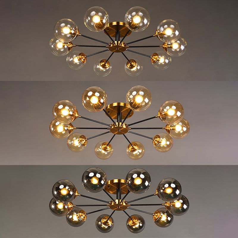 Globe Semi Flush Mount Lighting Minimalist Glass Dinning Room Semi Mount Lighting