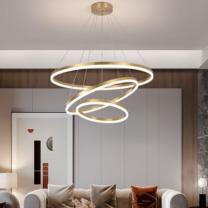 Kroonluchter met meerdere lichters verlichtingsarmaturen Moderne ringhangende lamp met witte acrylschaduw