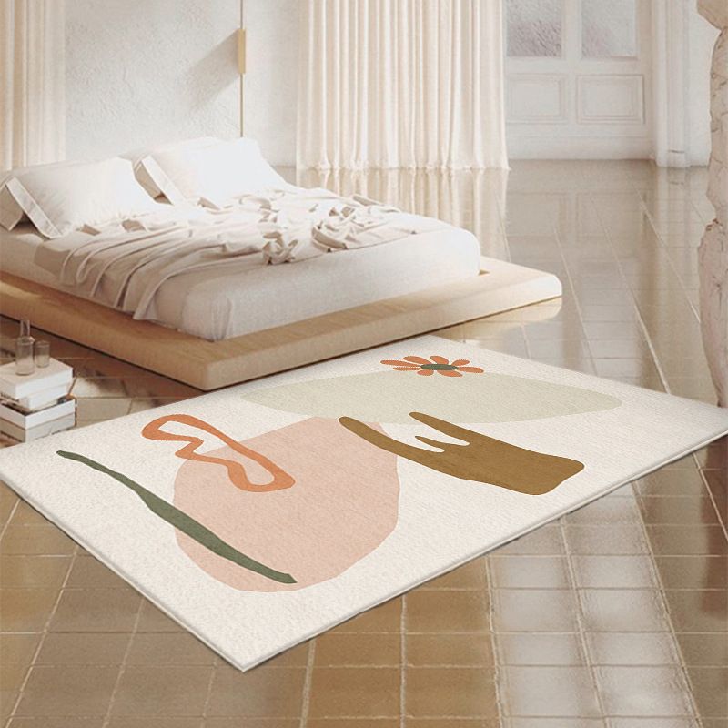 Modern Style Living Room Rug Color Block Carpet Polyester Washable Area Rug