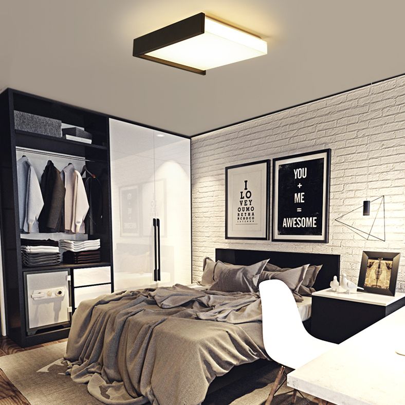 Minimalisme nordique Style LED Ceiling Light Acrylic Shade Geometric Design Flush-mount Lamp for Bedroom