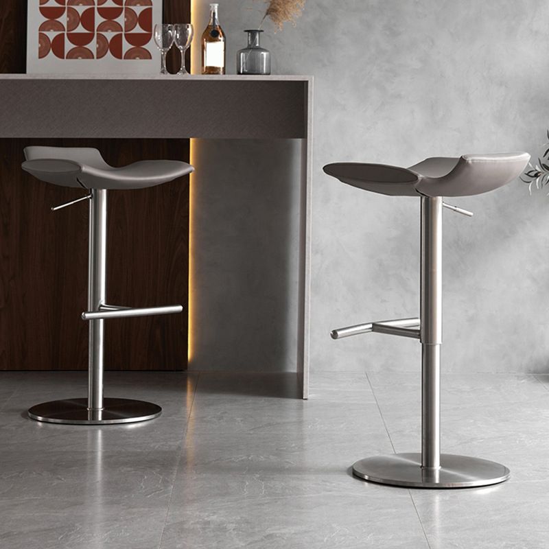 Contemporary Backless Dining Stool Adjustable Height Bar Stool with Footrest