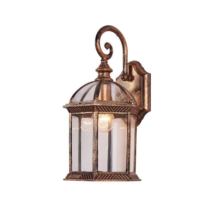 Traditional House Shaped Wall Mount Light Single Clear Glass Wall Light Fixture for Courtyard