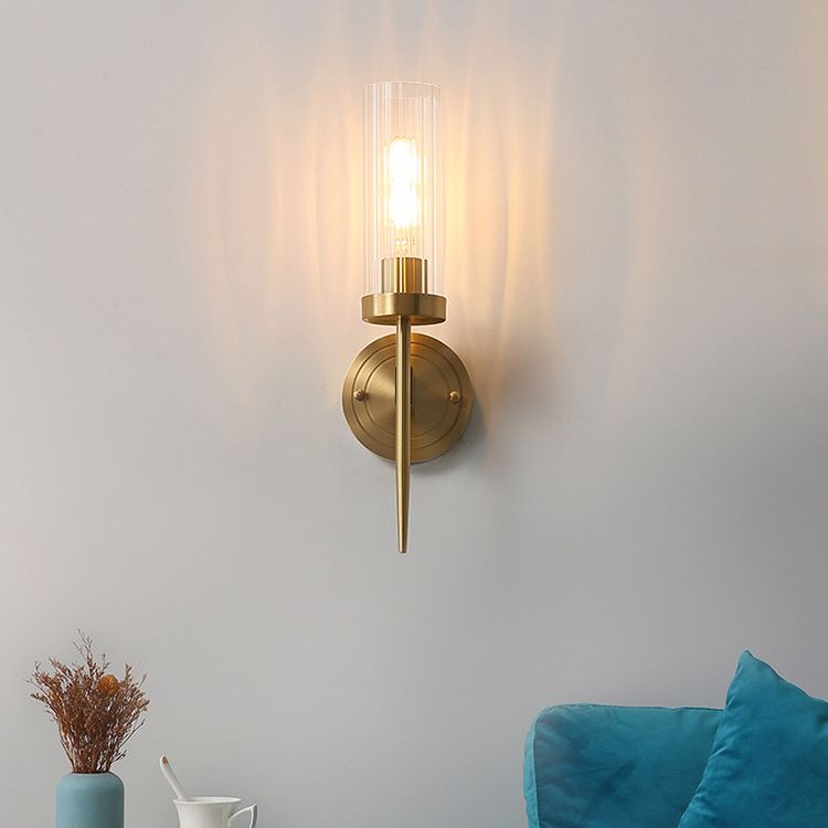 Cylindrical Clear Glass Wall Lighting Fixtures Modern Wall Mounted Light Fixture for Bedroom