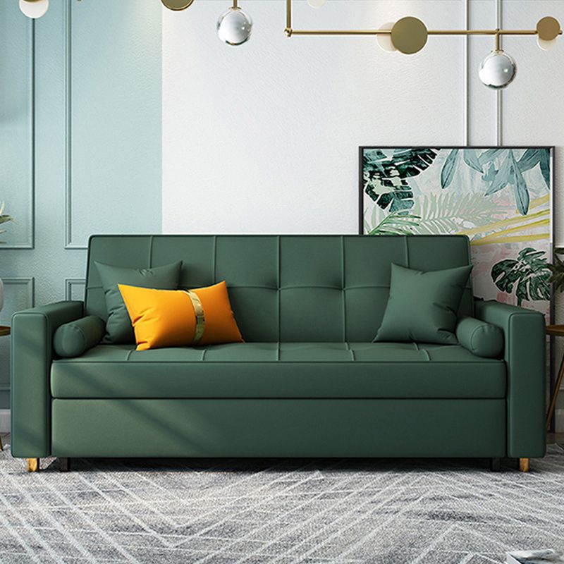 Square Arms Futon Foldable Pillow Included Sleeper Sofa with Storage