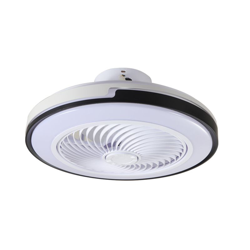 Round Flush Mount Ceiling Fan Nordic Metal Dining Room LED Semi Flush Light