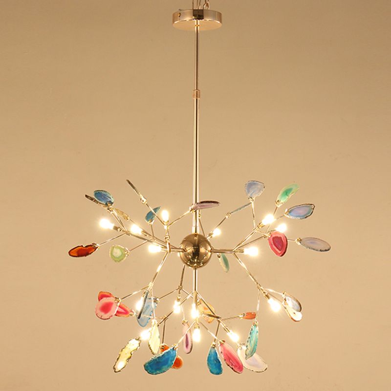 Metal Branch Hanging Light Kit Minimalistic Multi-Color Chandelier Light Fixture