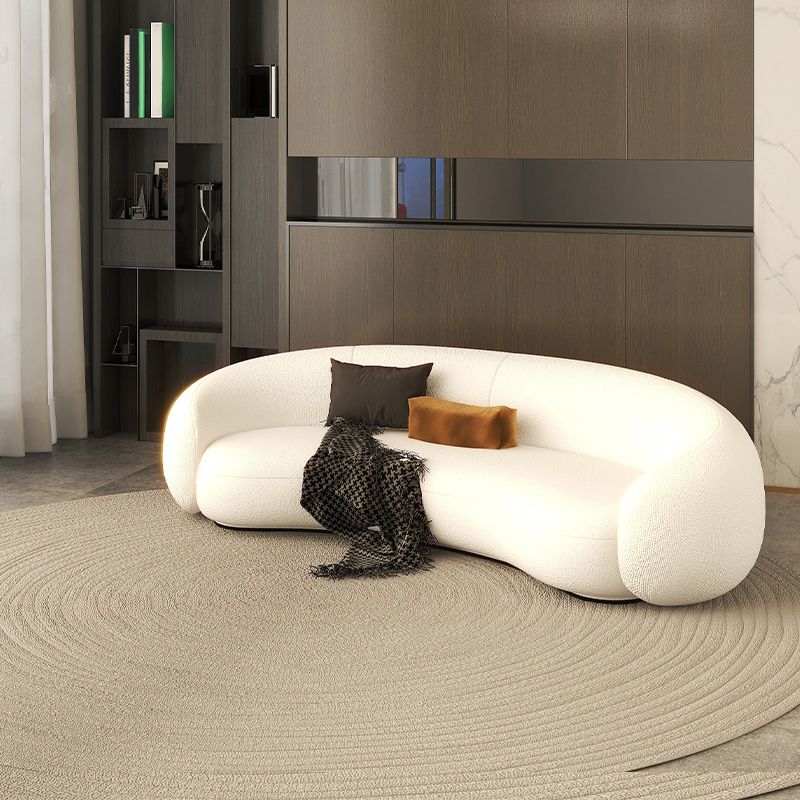 Contemporary Tight Back Settee Bench Curved Settee Couch in Grey/white