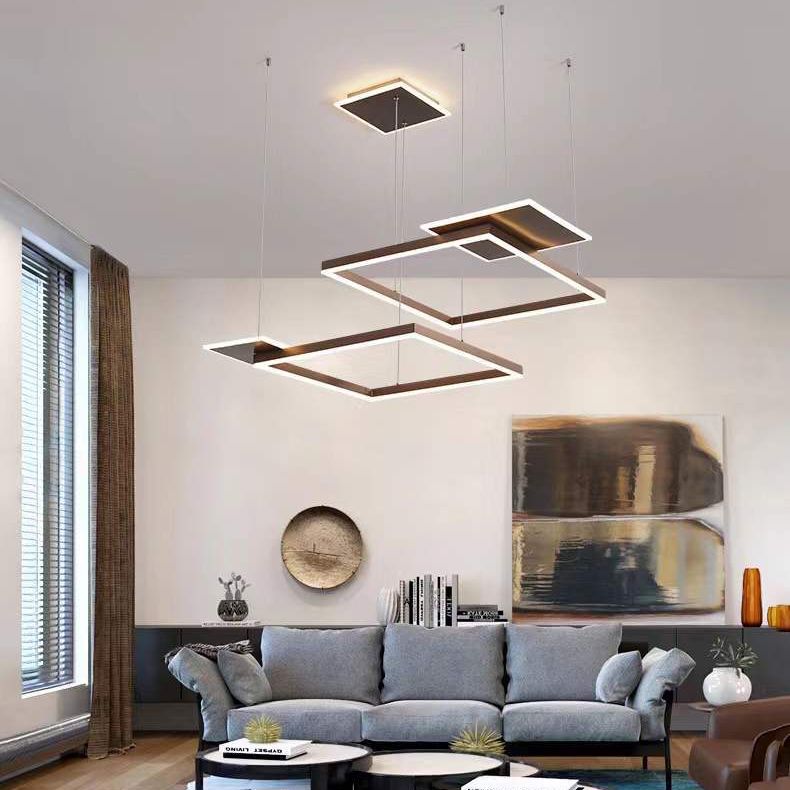 Modern Chandelier Light Fixtures 5-Light Hanging Pendant Lamps with White Acrylic Shade