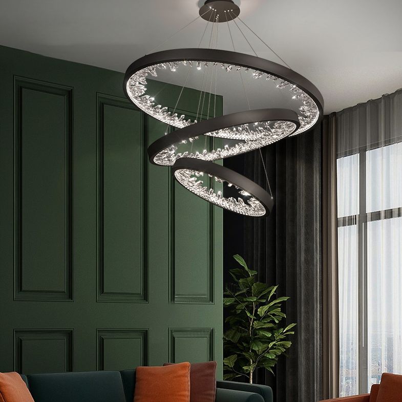 Ultra-modern Simplicity Orbicular LED Chandelier Lamp Crystal Suspension Pendant Light for Restaurant