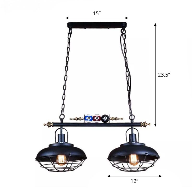 Bowl Shade Billiards Light Industrial Style Metal Island Light Fixture for Restaurant