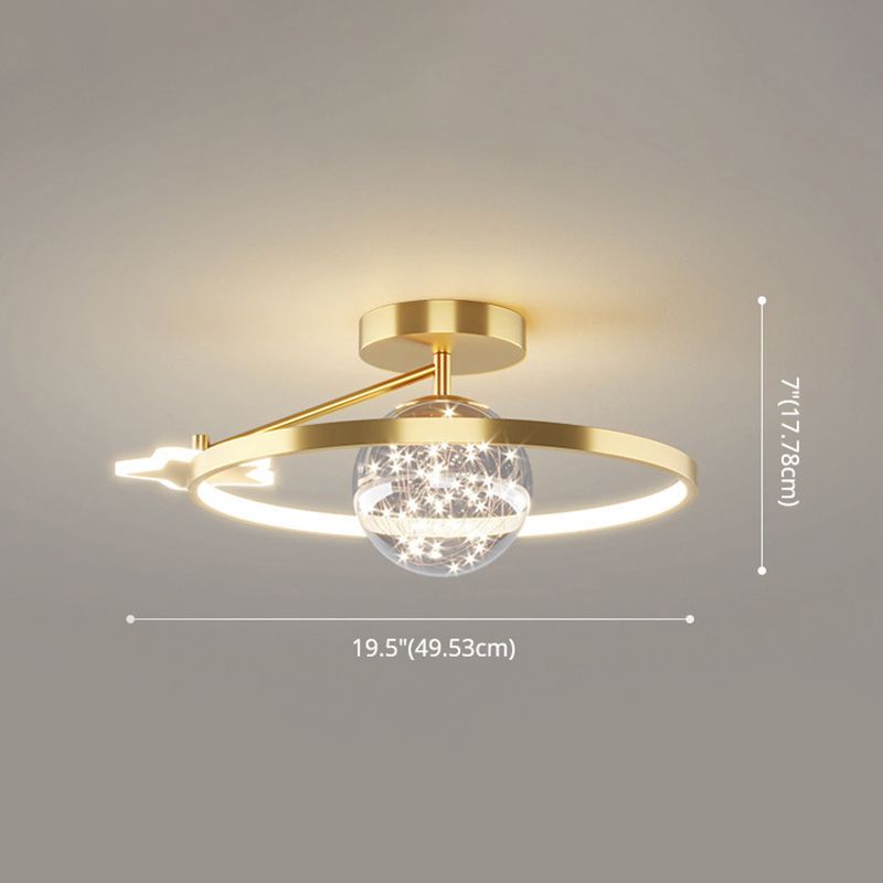 Ring Semi Flush Mount Light Fixture Modern Simplicity Ceiling Mount Light Fixture for Bedroom