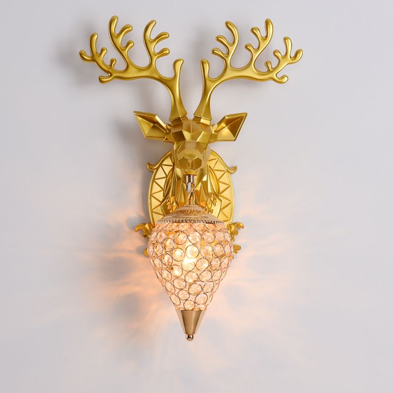 Funzione per illuminazione da parete di cristalli di corna da parete lampada montata in stile a parete