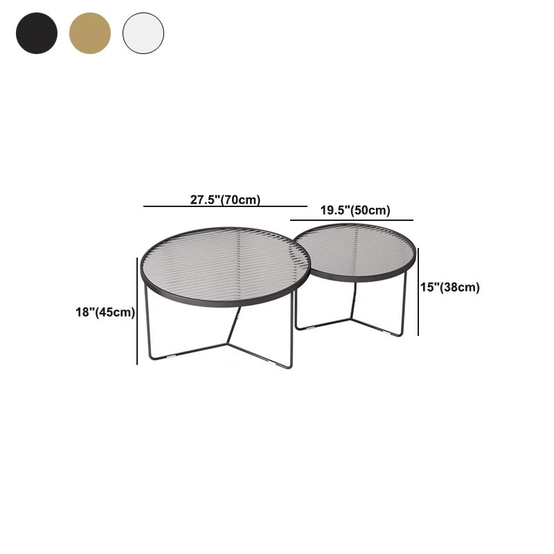 Glass Top Steel Coffee Table Round Minimalist Coffee Table for Living Room