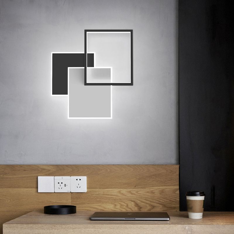 Zwart eigentijdse metalen LED-wand gemonteerd verlichting 1-licht wandkandelaar voor slaapkamer