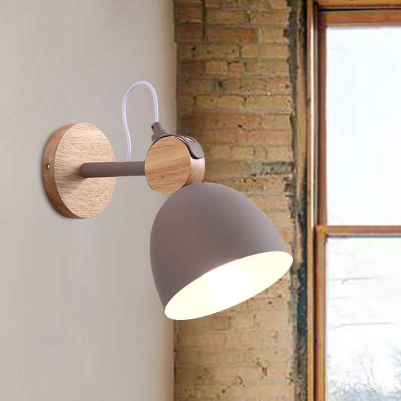 Angle Adjustable Dome Bedroom Wall Lighting Domed Shade One Light Nordic Wall Lamp