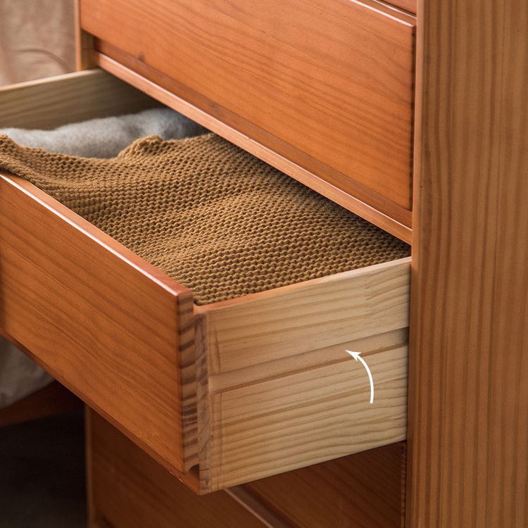 Mid-Century Modern Chest with 5 Drawers in Pine Wood Accent Chest