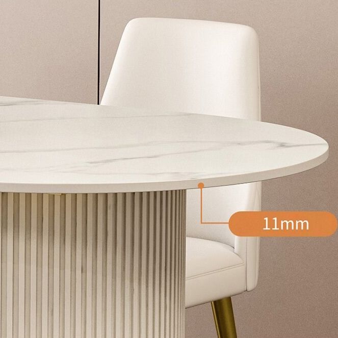 Luxury Sintered Stone Kitchen Table Double Pedestal Dining Table